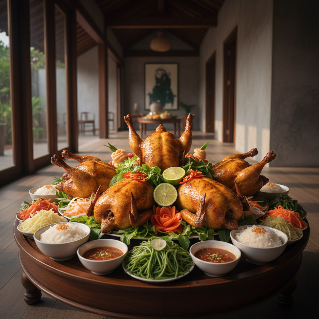 5. Trình bày gà lên mâm đẹp mắt: Nghệ thuật của người nội trợ