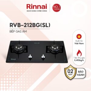 Bếp Gas Âm Rinnai RVB-212BG(SL) Mặt Kiếng Chính Hãng