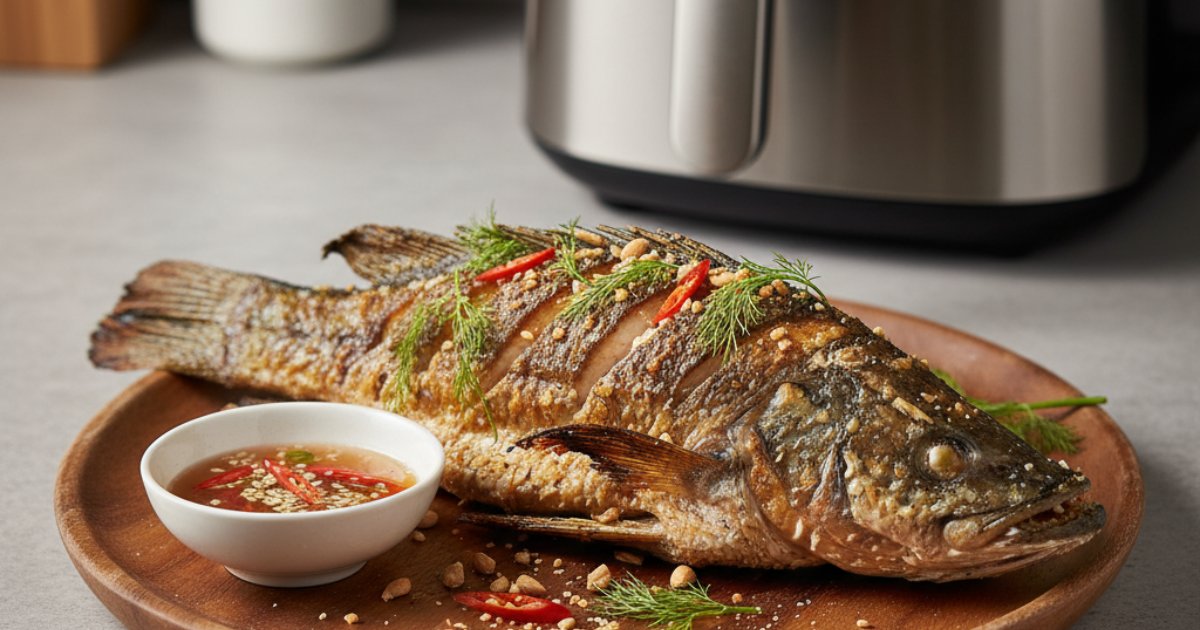 cá lóc nướng nồi chiên không dầu
