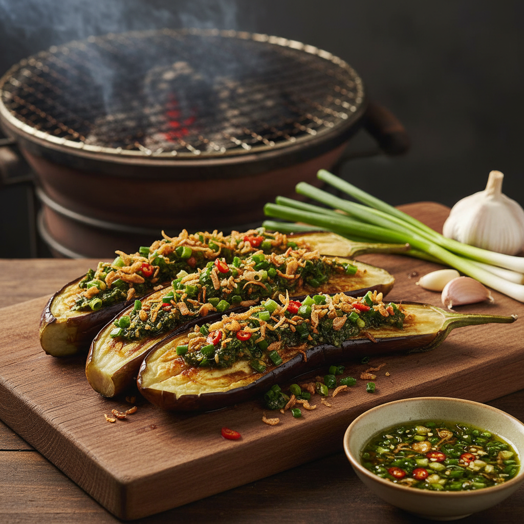 Hướng dẫn cách làm cà tím nướng mỡ hành siêu đơn giản tại nhà